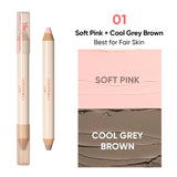 Judydoll Quick-Fix Contour Duo Highlight & Contour Stick #01 Soft Pink + Cool Grey Brown