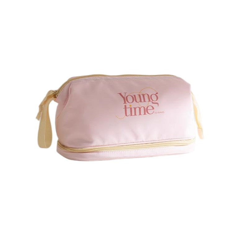 Youngtime有时光轻羽系列双层洗漱包樱花粉27*14*18cm