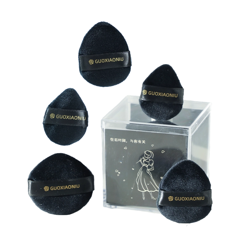 Guoxiaoniu Mini Flocked Puff Black Rose 5pcs