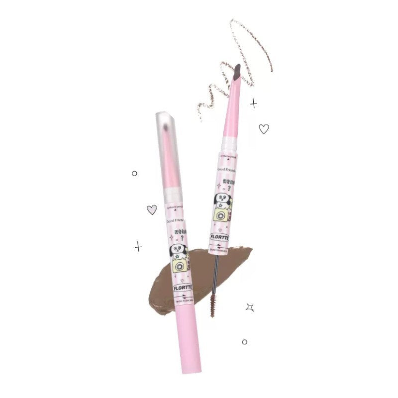 Flortte花洛莉亚好胖友双头刀锋眉笔染眉膏#02灰棕色