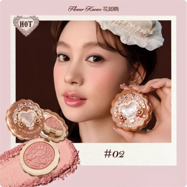 Flower Knows The Sweetie Bear Silk Satin Blush #02 Garden Picnic
