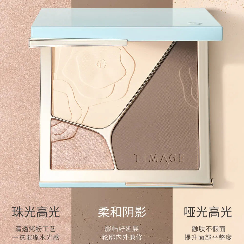 Timage 3-Color Highlight Contour Palette #A02 Moonlight Clean