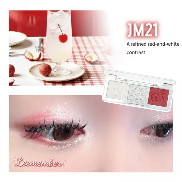 Leemember Petal Play Tri-color Eye Shadow #JM21 Red White