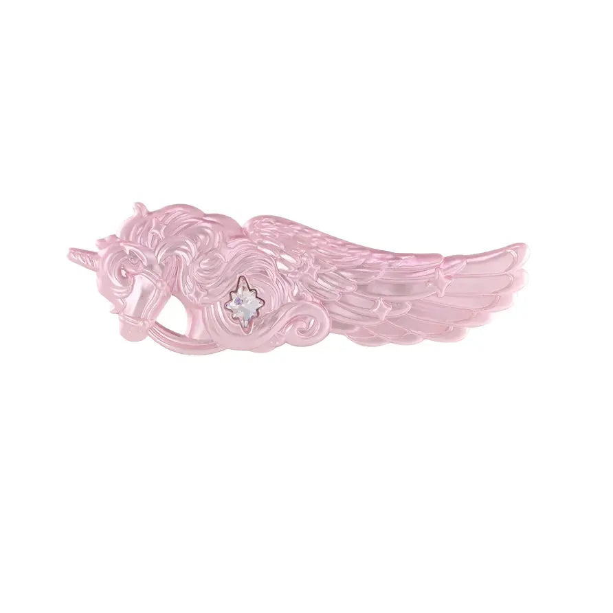 Flower Knows Knight Unicorn Hair Clip Pink Crystal