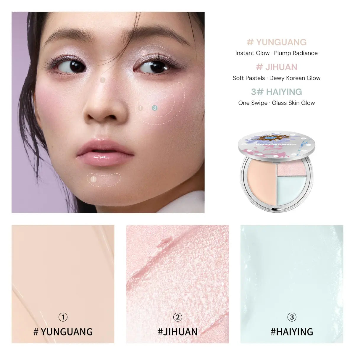 Red Chamber Tri-Color Multi-Purpose Highlighter #CP600 Radiance Coffer