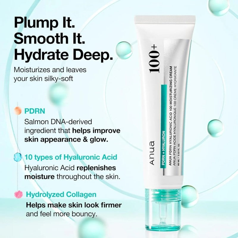 Anua PDRN Hyaluronic Acid 100 Moisturizing Cream 60ml*2