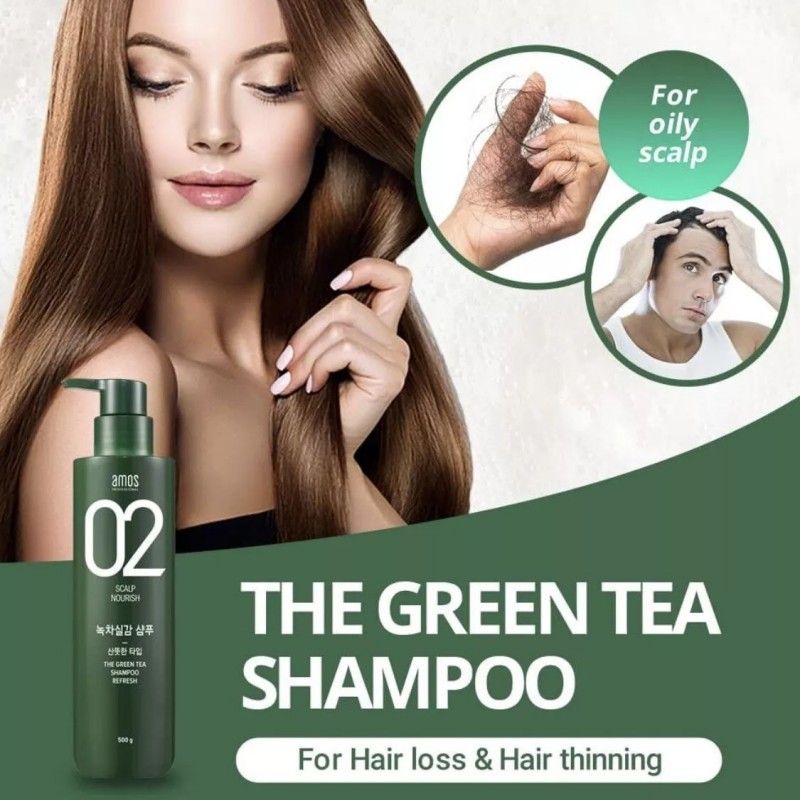 Amos 02 Nourish Scalp The Green Tea Shampoo Refresh 500g