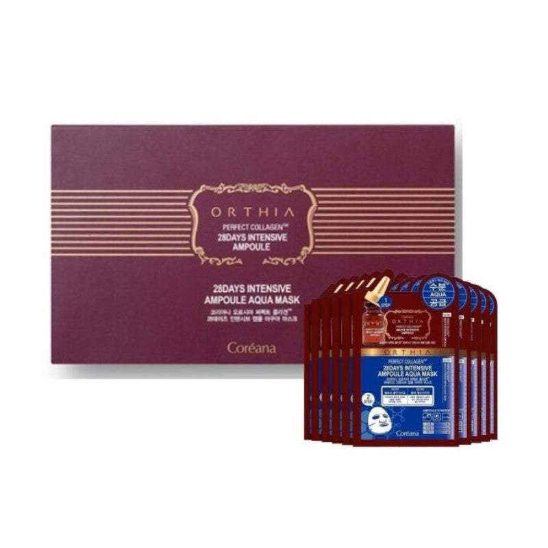 Coreana Orthia Perfect Collagen 28 Days Intensive Ampoule Aqua Mask 10pcs