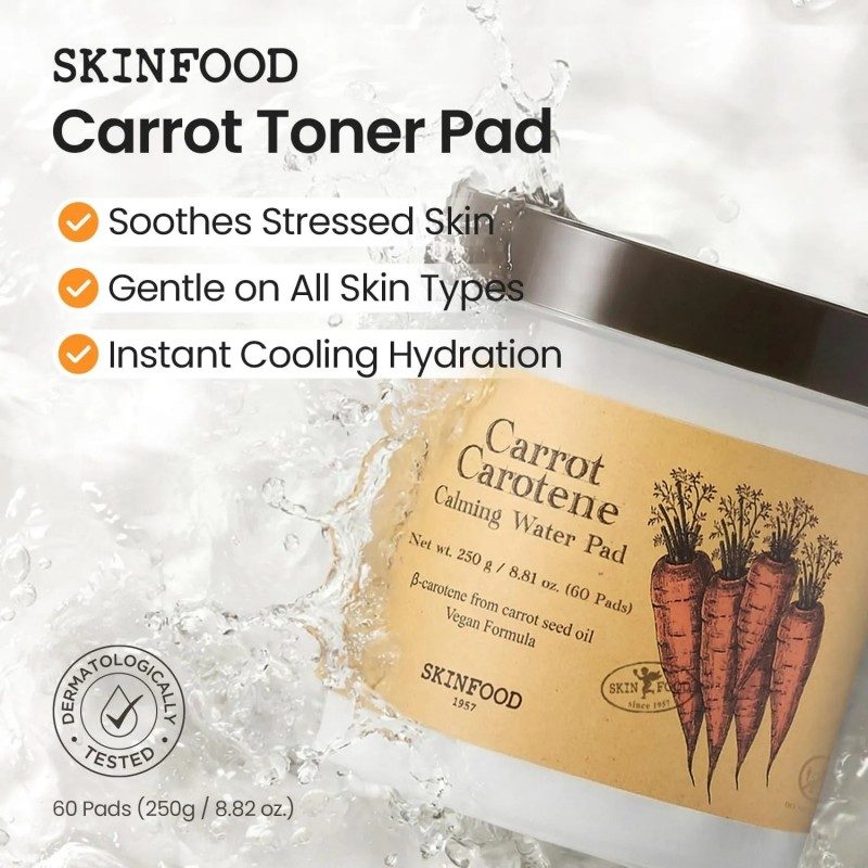 Skinfood Carrot Carotene Calming Water Pad Mangomeee Edition 60pcs*2