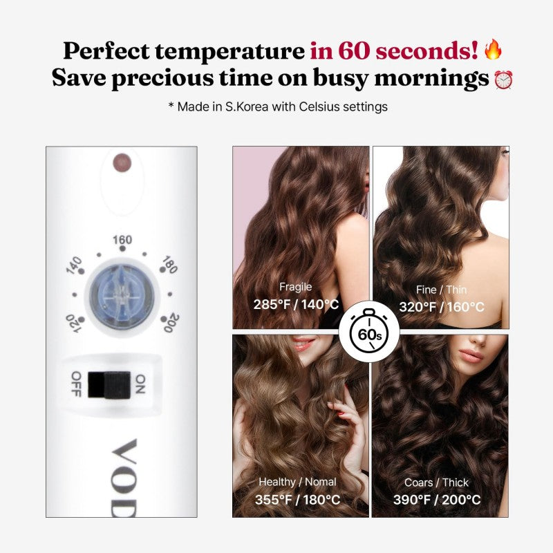 Vodana Glam Wave Ceramic Curling Iron 40mm White