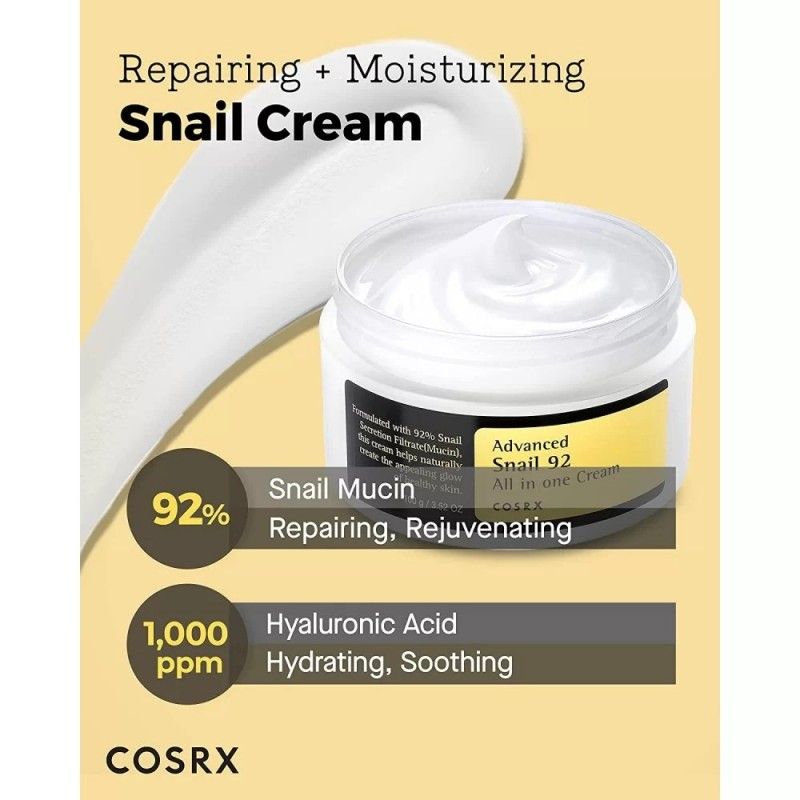 Cosrx珂丝艾丝92%蜗牛面霜保湿修护紧致弹润 100ml