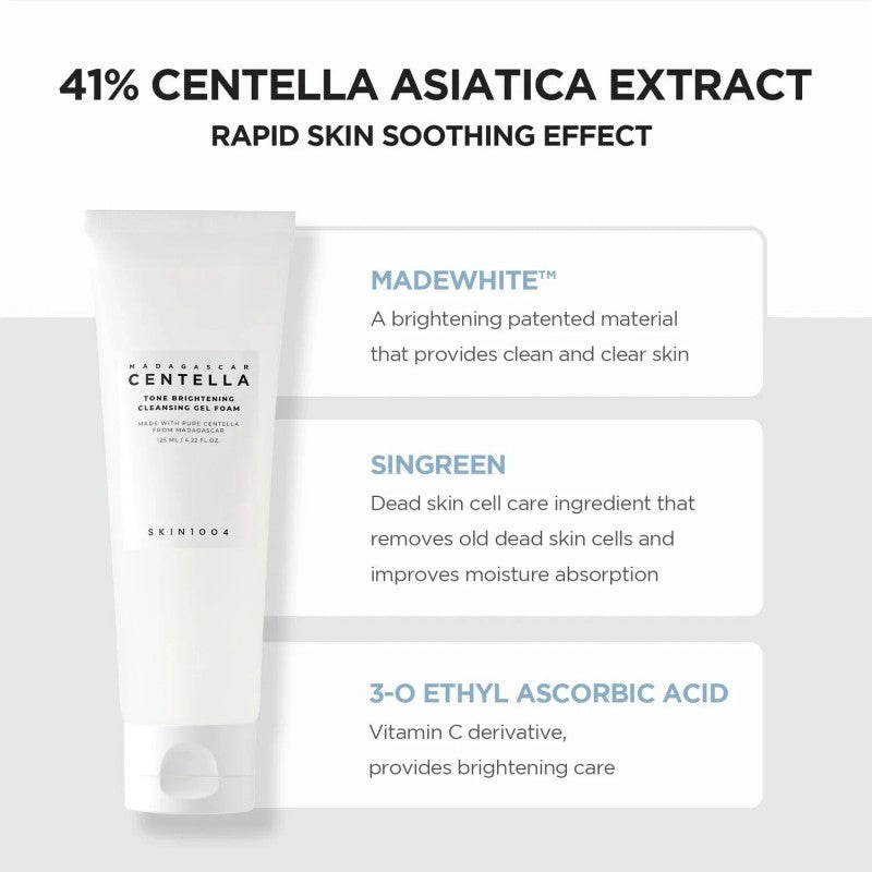 Skin1004 Madagascar Centella Tone Brightening Cleansing Gel Foam 125ml