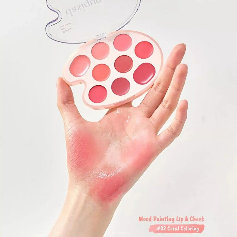 Dasique Mood Painting Lip & Cheek Palette #02 Coral Coloring