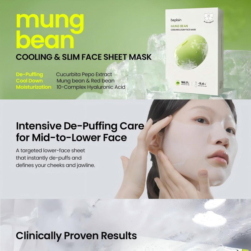 Beplain Mung Bean Cooling & Slim Face Mask 10pcs