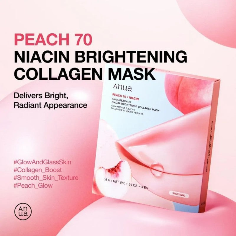 Anua Peach 70 Niacin Brightening Collagen Mask 4pcs