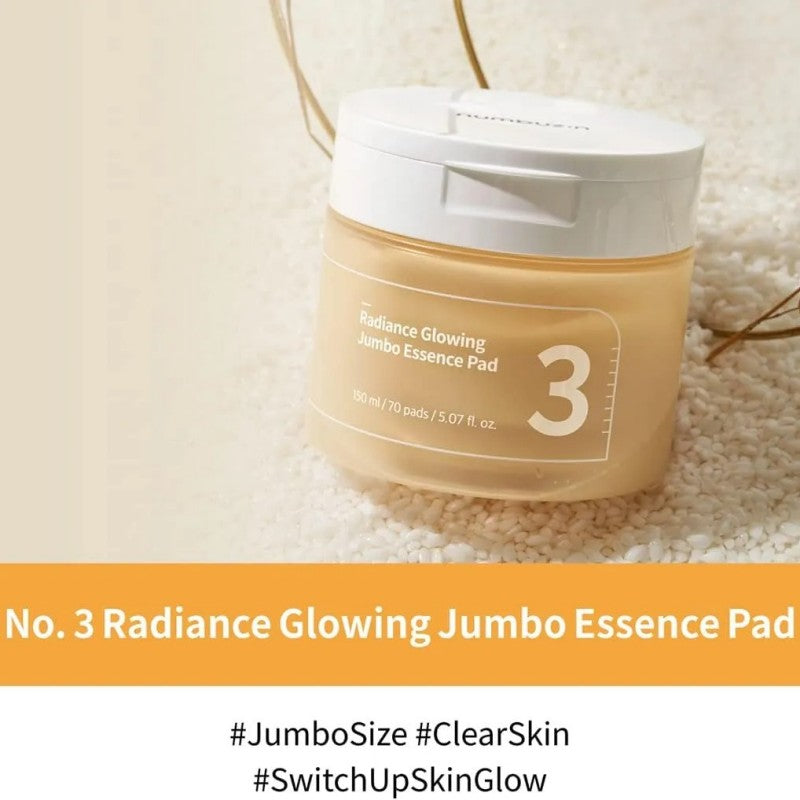 Numbuzin No.3 Radiance Glowing Jumbo Essence Pad 70pcs