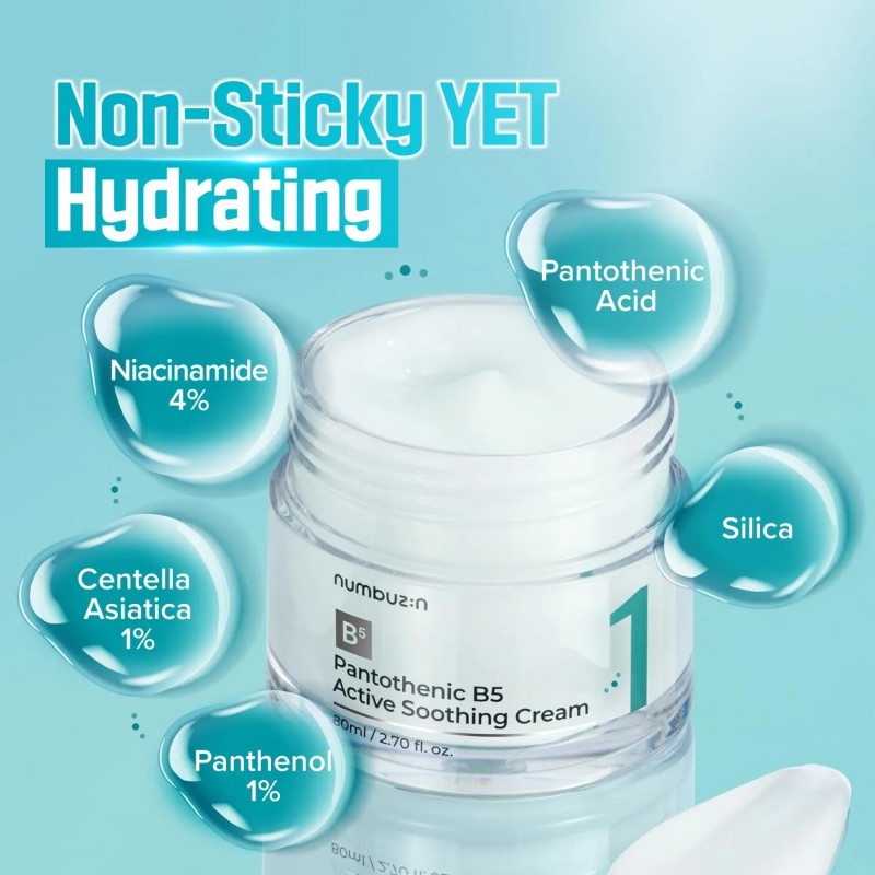 Numbuzin No.1 Pantothenic B5 Active Soothing Cream 80ml (+Pad 6pcs)