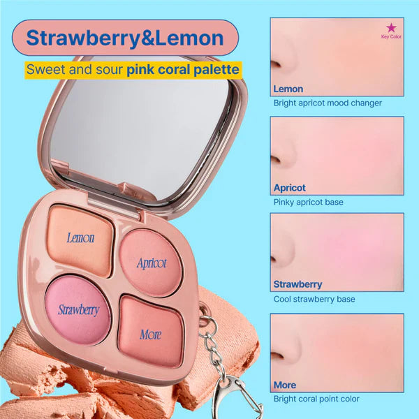 Fwee口袋四色腮红盘#CP02 Strawberry & Lemon 9.6g