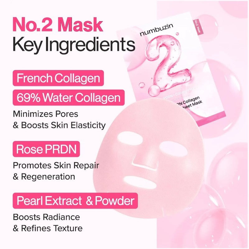 Numbuzin No.2 Rose PDRN Collagen Plumping Sheet Mask 1pcs