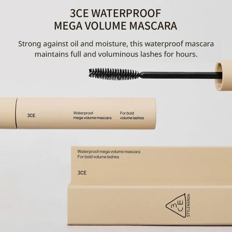 3CE Waterproof Mega Volume Mascara #Black