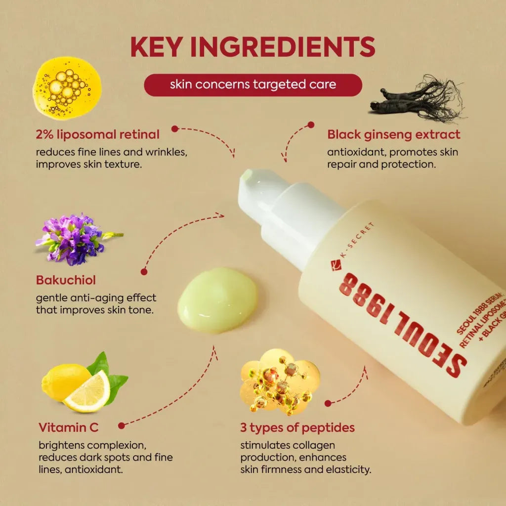 Ksecret Seoul 1988精华液: 视网膜脂质体 2% + 黑参