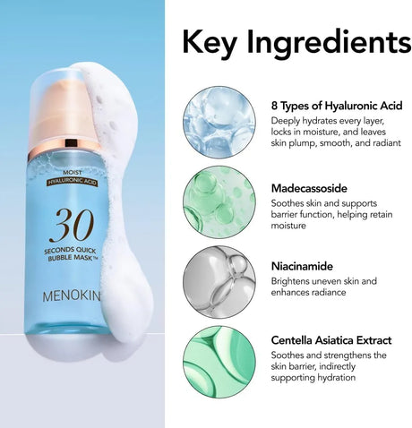 Menokin 30秒快速水润泡泡面膜高保湿 95ml