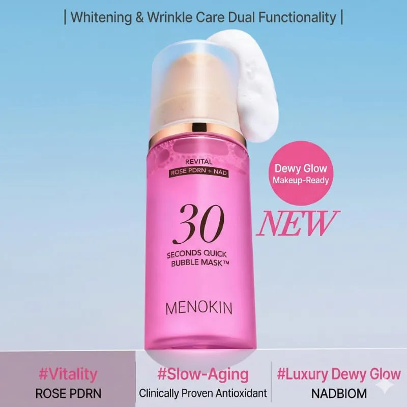 Menokin 30 Seconds Quick Bubble Mask Revital Rose PDRN + NAD 95ml