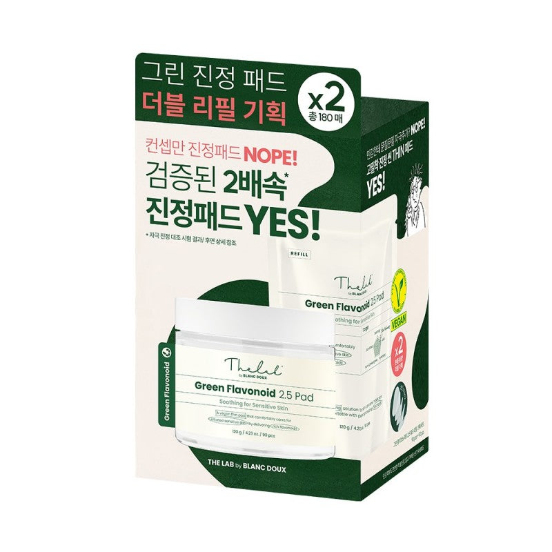 The Lab By Blanc Doux Green Flavonoid 2.5 Toner Pads 90pcs + Refill 90pcs