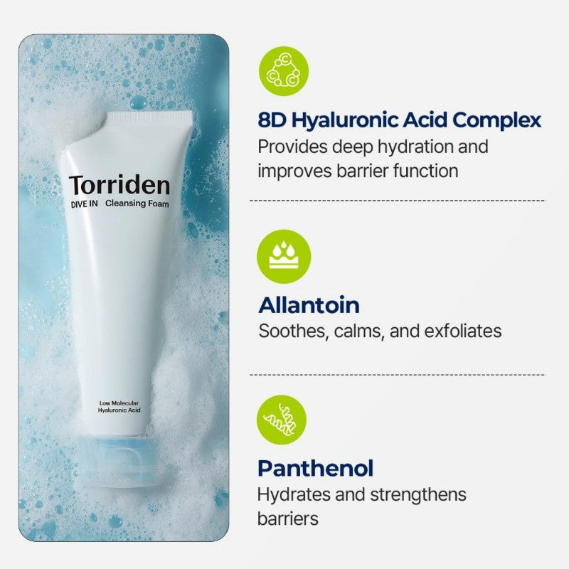 Torriden桃瑞丹低分子玻尿酸弱酸性洗面奶温和清洁 150ml
