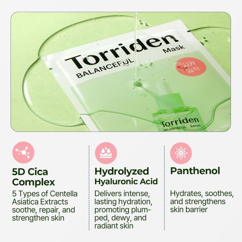 Torriden桃瑞丹积雪草面膜保湿修复平衡 10片