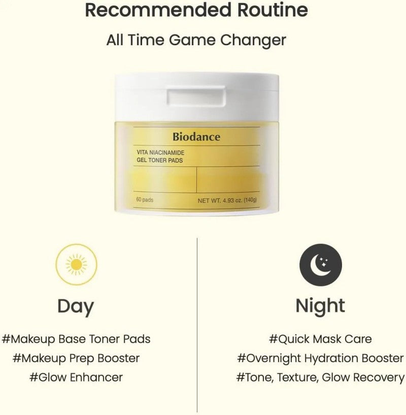 Biodance Vita Niacinamide Gel Toner Pads 60pcs