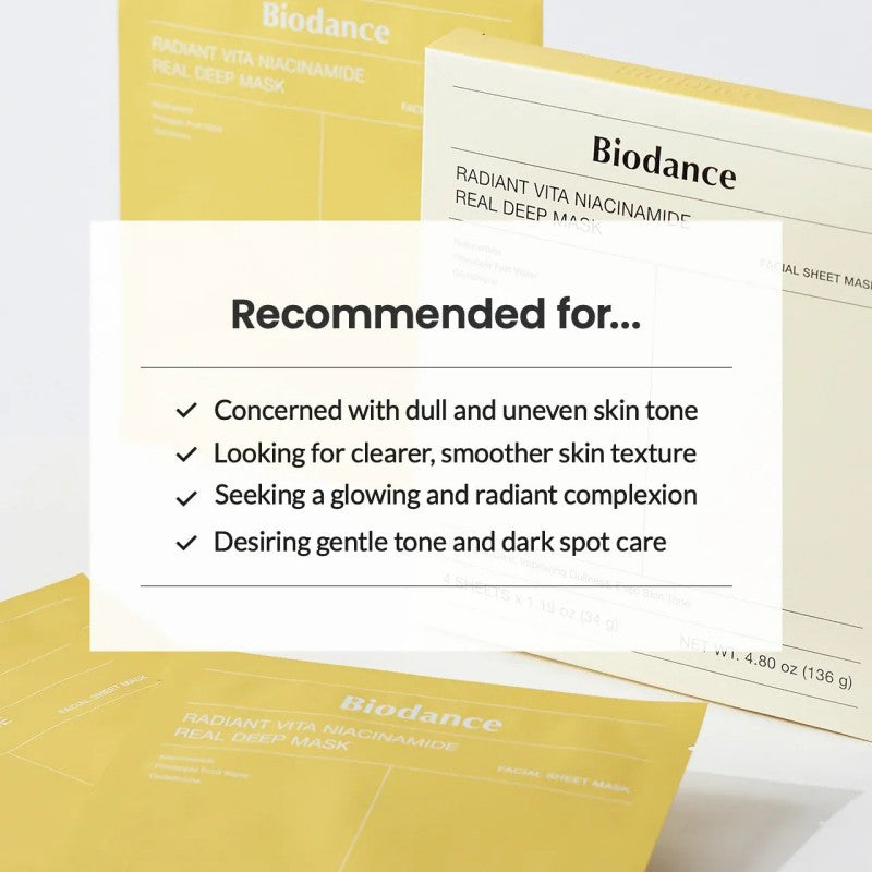 Biodance Radiant Vita Niacinamide Real Deep Mask 4pcs