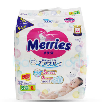 【团购】merries花王纸尿裤-S（82+6枚）