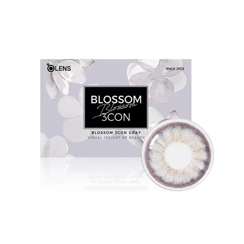 Olens 1-Month Colored Contact Lens Blossom 3Con Gray -2.25