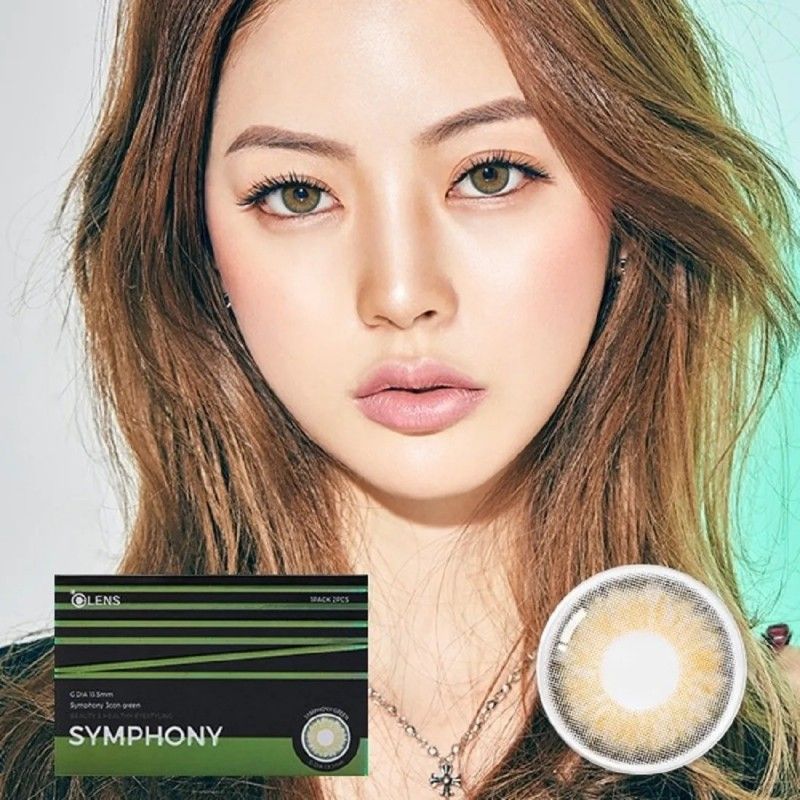 Olens 1-Month Colored Contact Lens Symphony 3Con Green -4.00