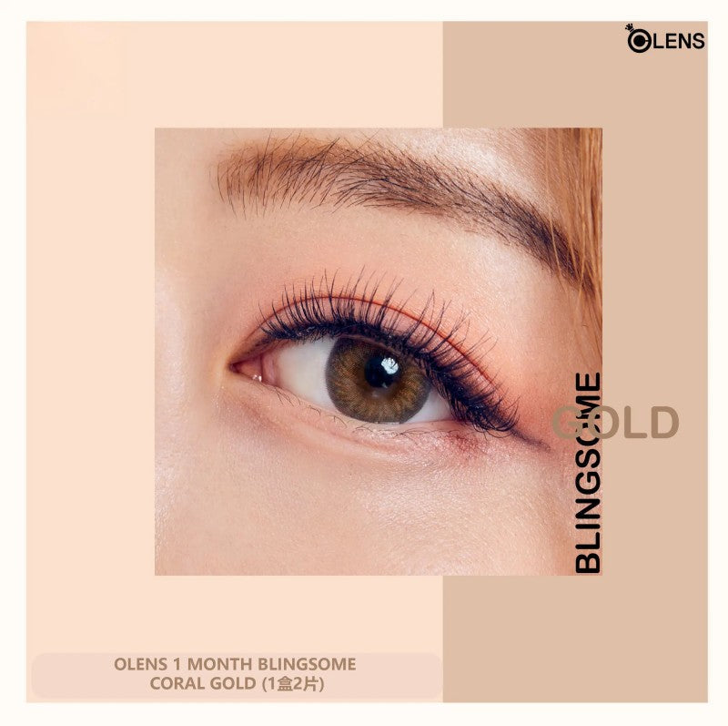 Olens Bling Some 1-Month Colored Contact Lens Coral Gold -1.00
