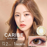 Olens月抛美瞳Caribe 3Con Brown -2.00
