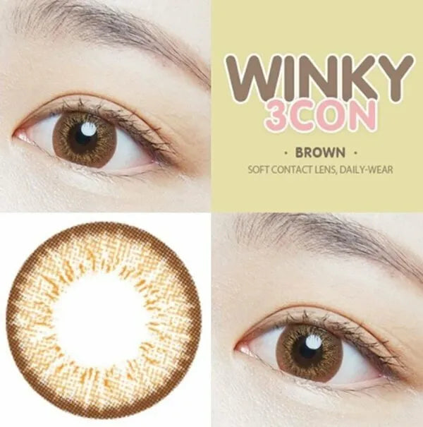 Olens Winky月抛美瞳3Con Brown -5.00 1对 
