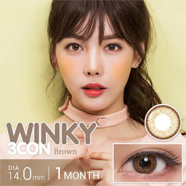 Olens Winky月抛美瞳3Con Brown -5.00 1对 

