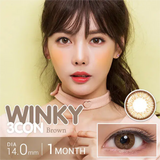 Olens Winky月抛美瞳3Con Brown -5.00 1对 
