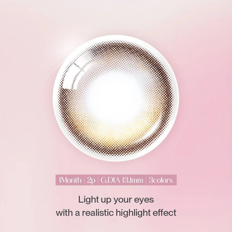 Olens 1-Month Colored Contact Lens Glowy Brown ±000 2pcs