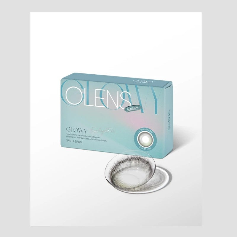 Olens 1 Month Colored Contact Lens Glowy Ash Gray -3.50 2pcs