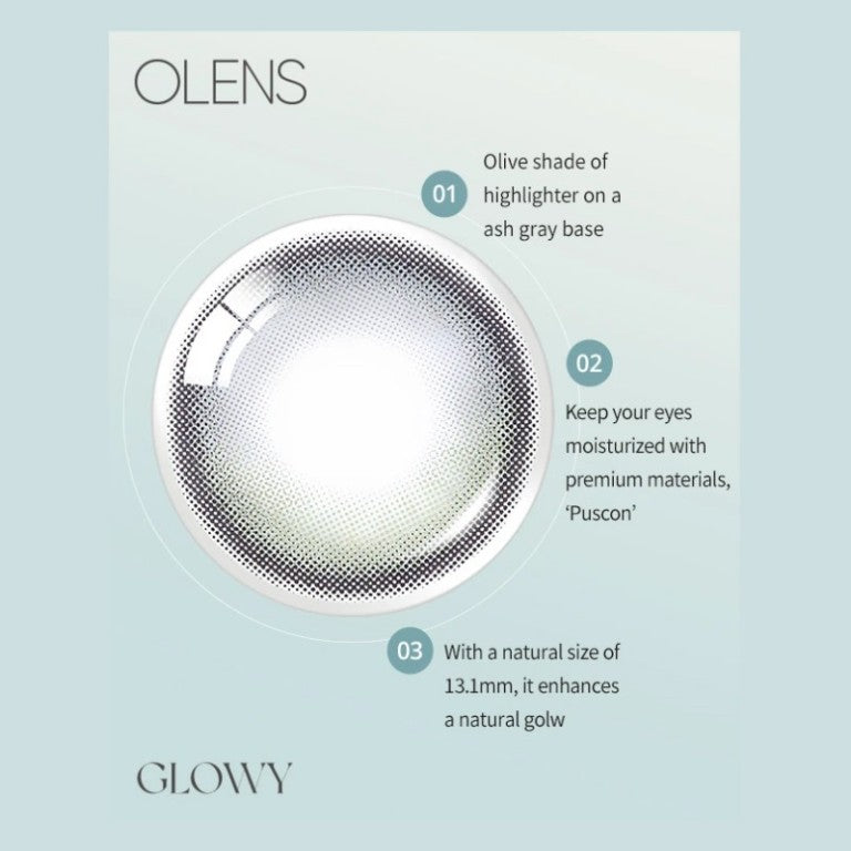 Olens 1 Month Colored Contact Lens Glowy Ash Gray -3.00 2pcs