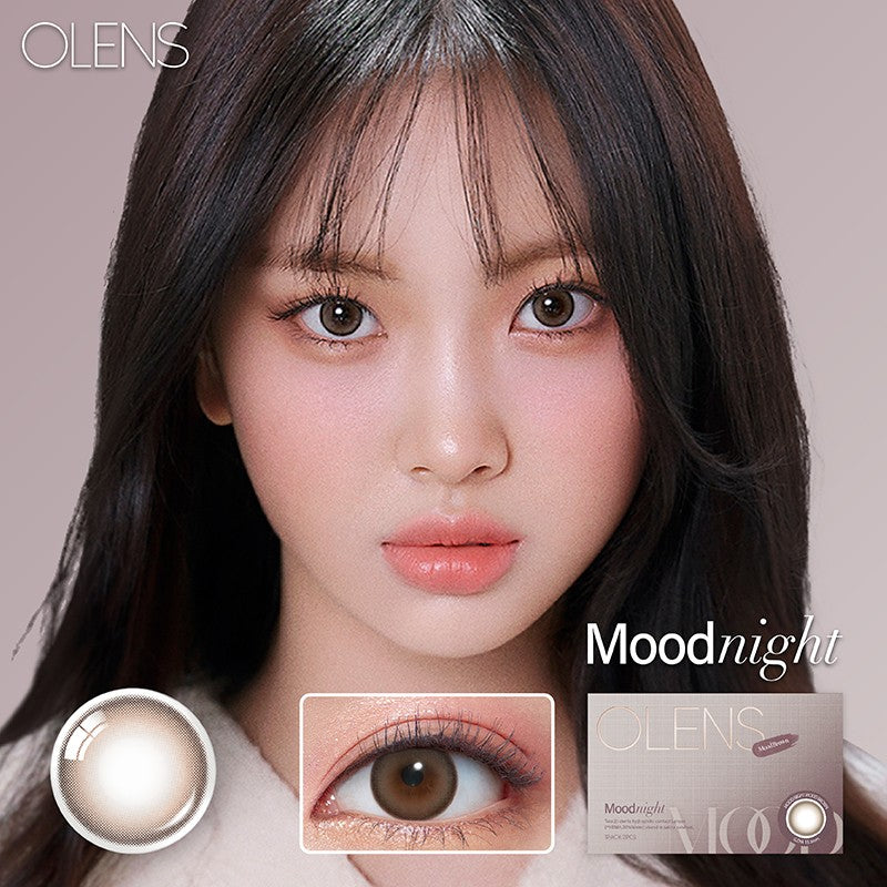 Olens 1 Month Colored Contact Lens Mood Night Mood Brown -3.50 2pcs