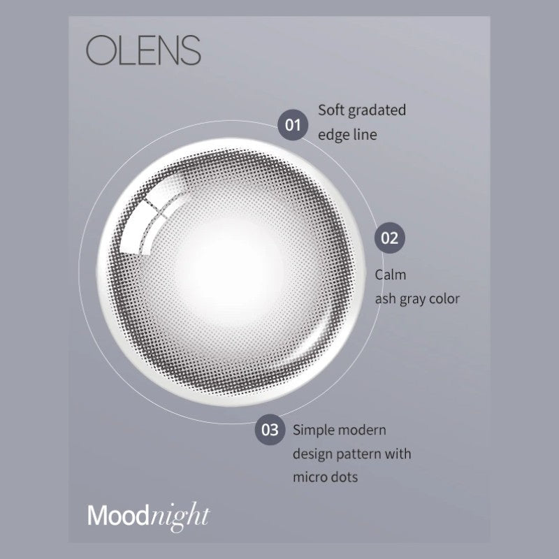 Olens月抛美瞳Moodnight Mood Gray -2.00 2枚