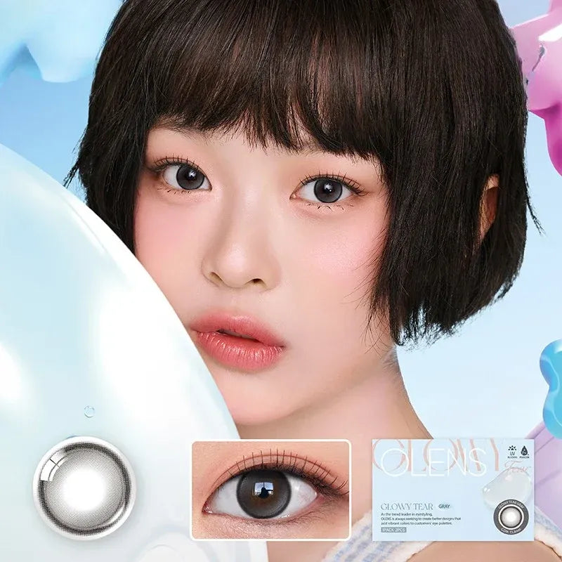 Olens 1 Month Colored Contact Lens Glowy Tear Gray -6.00 2pcs