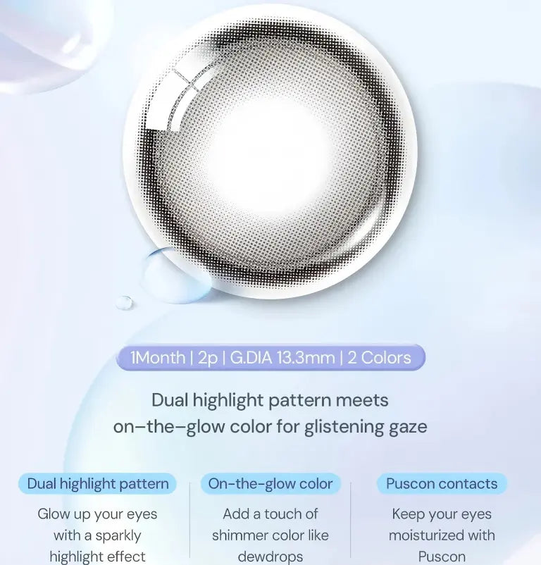 Olens 1 Month Colored Contact Lens Glowy Tear Gray -6.00 2pcs