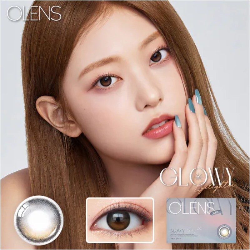 Olens 1 Month Colored Contact Lens Glowy Black -2.00 2pcs