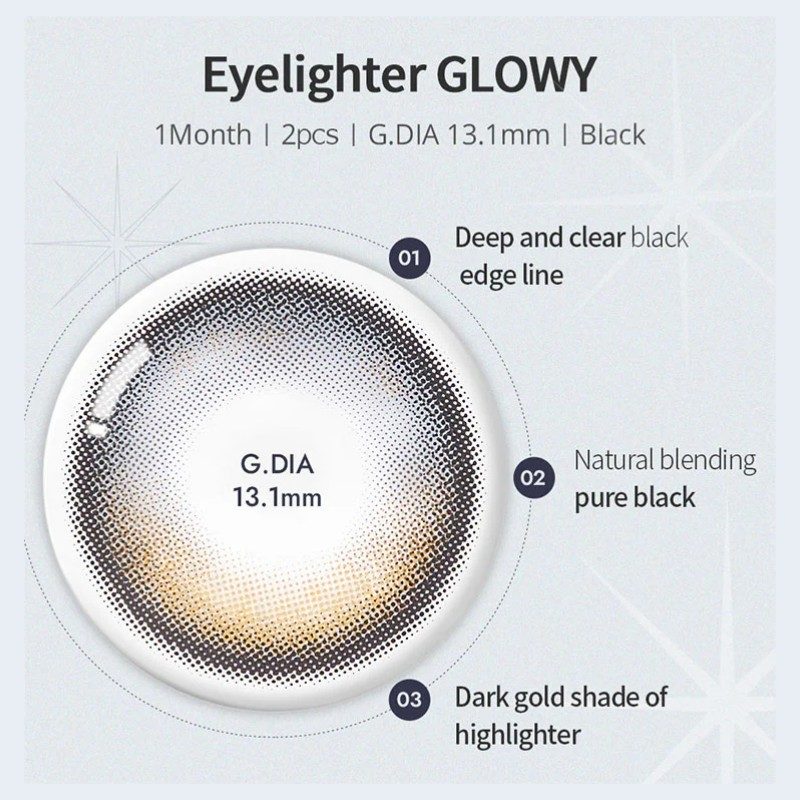 Olens 1 Month Colored Contact Lens Glowy Black -2.00 2pcs