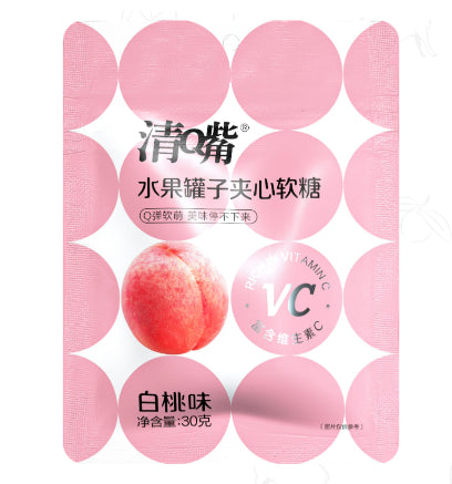 清嘴-水果罐子夹心软糖-白桃味-30g